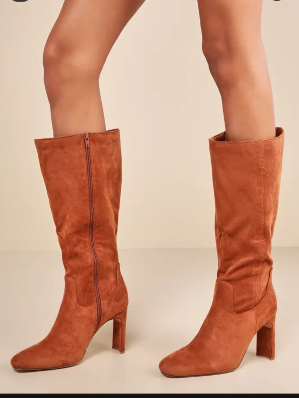 Lulus Claramay Camel Suede Knee-High Boots